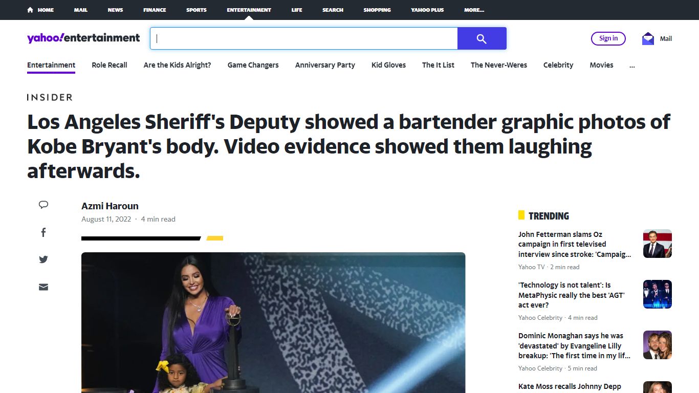 Los Angeles Sheriff's Deputy showed a bartender graphic photos of Kobe ...